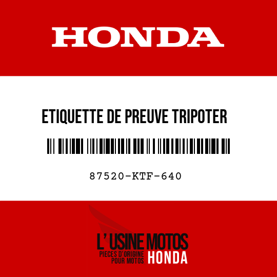 image de 87520-KTF-640 ETIQUETTE DE PREUVE TRIPOTER