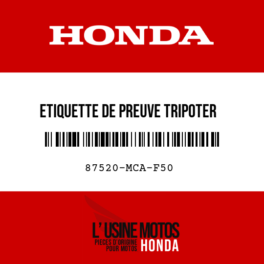image de 87520-MCA-F50 ETIQUETTE DE PREUVE TRIPOTER (FRANCAIS)