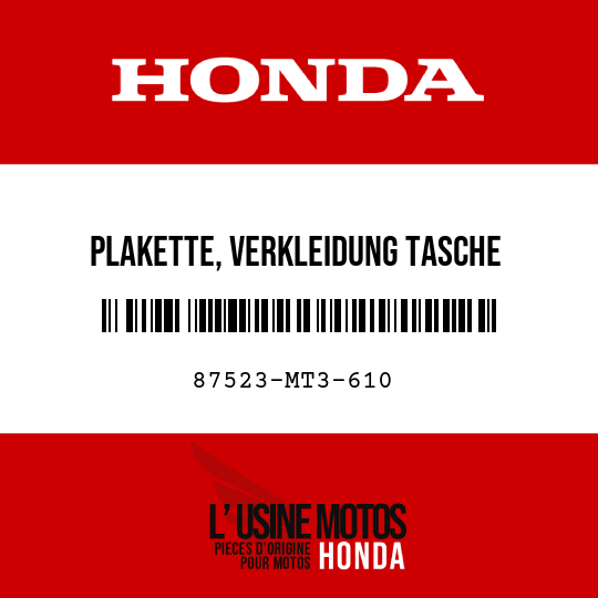 image de 87523-MT3-610 PLAKETTE, VERKLEIDUNG TASCHE