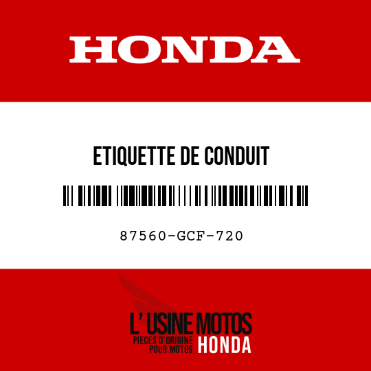 image de 87560-GCF-720 ETIQUETTE DE CONDUIT