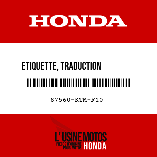 image de 87560-KTM-F10 ETIQUETTE, TRADUCTION         FRANCAISE