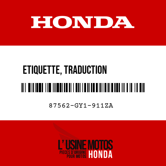 image de 87562-GY1-911ZA ETIQUETTE, TRADUCTION         FRANCAISE TYPE1