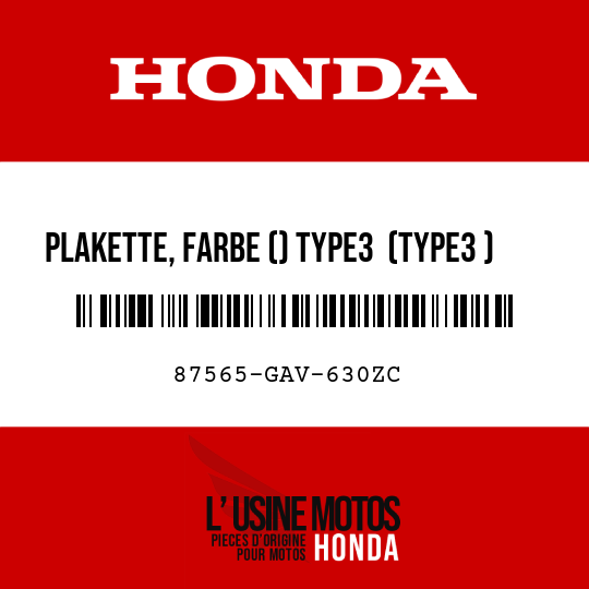 image de 87565-GAV-630ZC PLAKETTE, FARBE () TYPE3  (TYPE3 )
