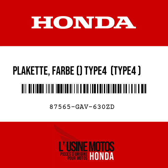 image de 87565-GAV-630ZD PLAKETTE, FARBE () TYPE4  (TYPE4 )