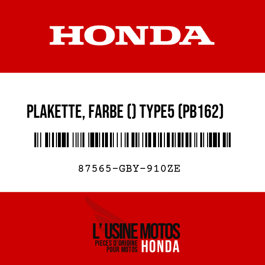 image de 87565-GBY-910ZE PLAKETTE, FARBE () TYPE5 (PB162) (TYPE5 )