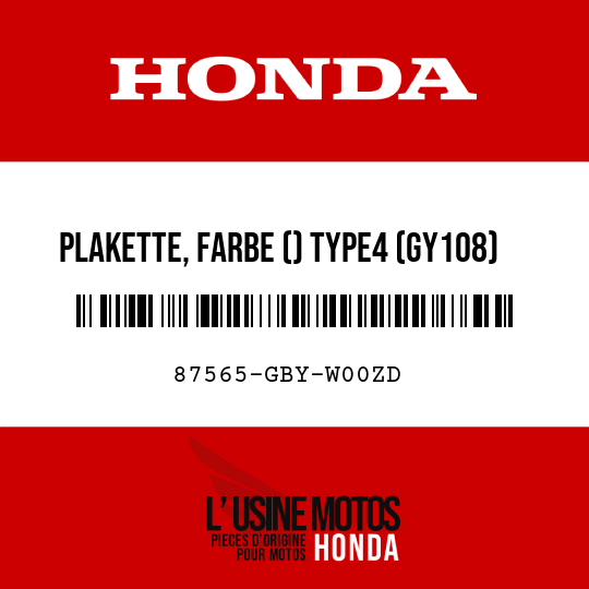 image de 87565-GBY-W00ZD PLAKETTE, FARBE () TYPE4 (GY108) (TYPE4 )