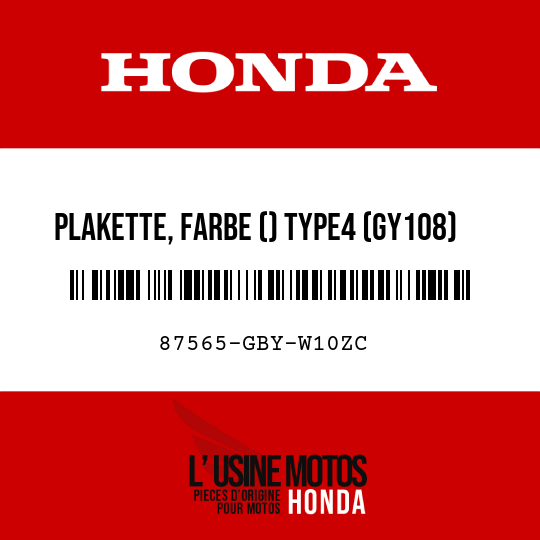 image de 87565-GBY-W10ZC PLAKETTE, FARBE () TYPE4 (GY108) (TYPE4 )