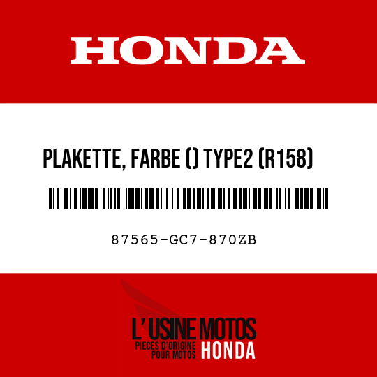 image de 87565-GC7-870ZB PLAKETTE, FARBE () TYPE2 (R158) (TYPE2 )