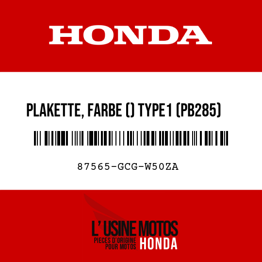 image de 87565-GCG-W50ZA PLAKETTE, FARBE () TYPE1 (PB285) (TYPE1 )