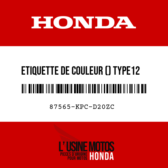 image de 87565-KPC-D20ZC ETIQUETTE DE COULEUR () TYPE12 (NH403Y)
