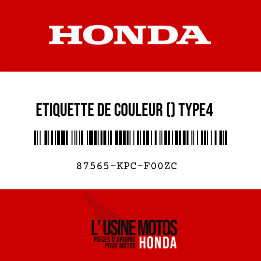 image de 87565-KPC-F00ZC ETIQUETTE DE COULEUR () TYPE4 (NH480)