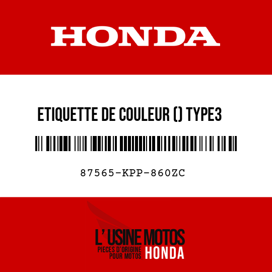 image de 87565-KPP-860ZC ETIQUETTE DE COULEUR () TYPE3 (R263B)