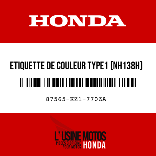 image de 87565-KZ1-770ZA ETIQUETTE DE COULEUR TYPE1 (NH138H)