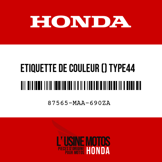 image de 87565-MAA-690ZA ETIQUETTE DE COULEUR () TYPE44 (B142AA)