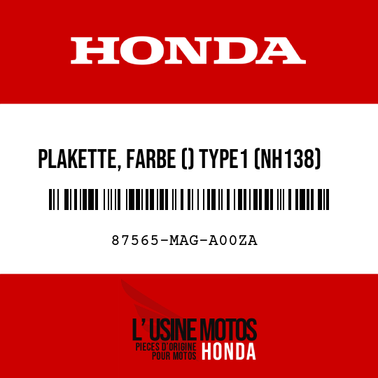 image de 87565-MAG-A00ZA PLAKETTE, FARBE () TYPE1 (NH138) (TYPE1 )