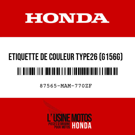 image de 87565-MAM-770ZF ETIQUETTE DE COULEUR TYPE26 (G156G)