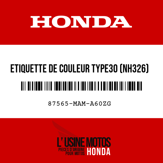 image de 87565-MAM-A60ZG ETIQUETTE DE COULEUR TYPE30 (NH326)