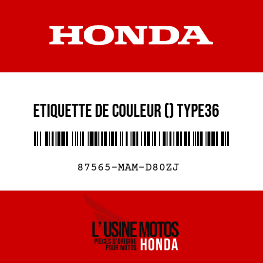 image de 87565-MAM-D80ZJ ETIQUETTE DE COULEUR () TYPE36 (NH1)