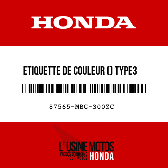 image de 87565-MBG-300ZC ETIQUETTE DE COULEUR () TYPE3 (NH295)