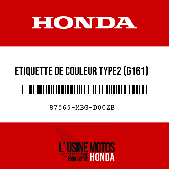 image de 87565-MBG-D00ZB ETIQUETTE DE COULEUR TYPE2 (G161)