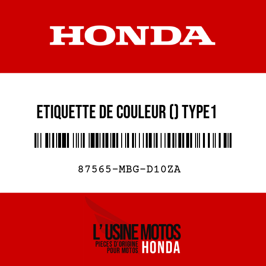 image de 87565-MBG-D10ZA ETIQUETTE DE COULEUR () TYPE1 (R157)