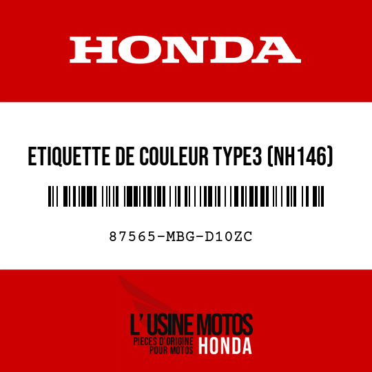 image de 87565-MBG-D10ZC ETIQUETTE DE COULEUR TYPE3 (NH146)