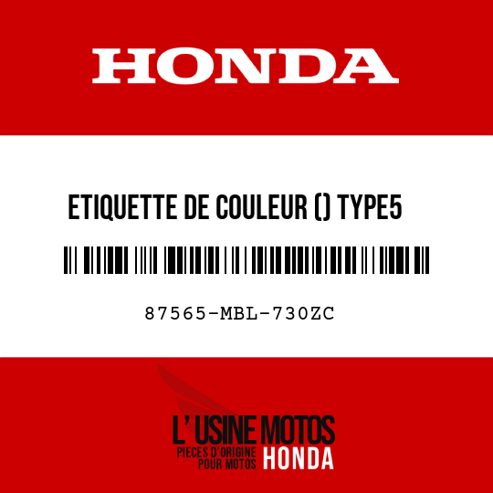 image de 87565-MBL-730ZC ETIQUETTE DE COULEUR () TYPE5 (YR217)