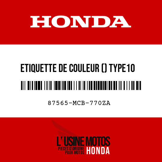image de 87565-MCB-770ZA ETIQUETTE DE COULEUR () TYPE10 (NH480)