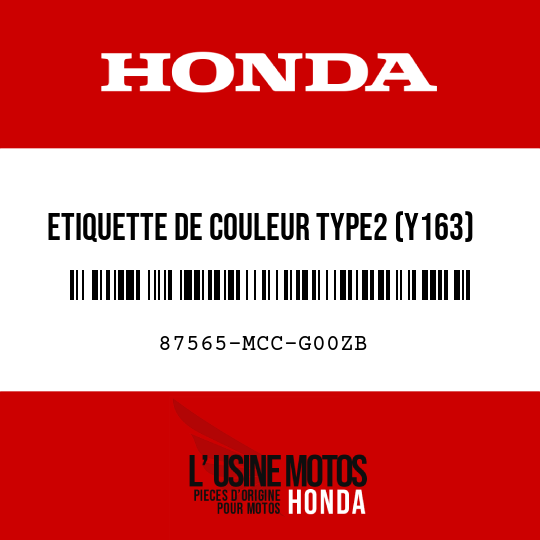 image de 87565-MCC-G00ZB ETIQUETTE DE COULEUR TYPE2 (Y163)