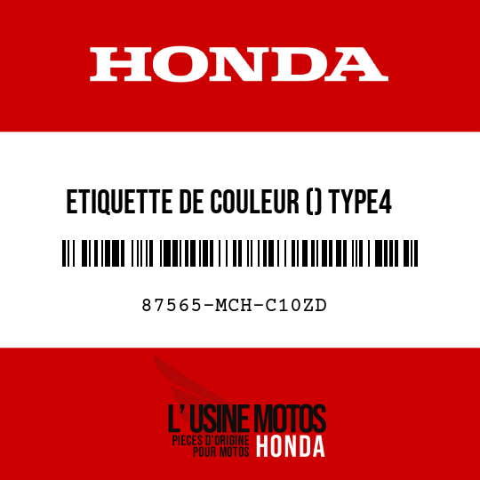 image de 87565-MCH-C10ZD ETIQUETTE DE COULEUR () TYPE4 (R287)