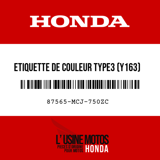 image de 87565-MCJ-750ZC ETIQUETTE DE COULEUR TYPE3 (Y163)