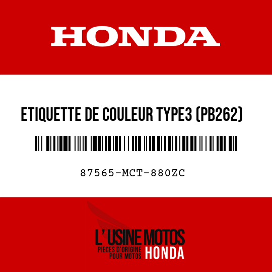 image de 87565-MCT-880ZC ETIQUETTE DE COULEUR TYPE3 (PB262)