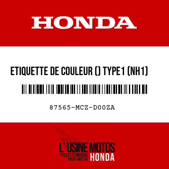 image de 87565-MCZ-D00ZA ETIQUETTE DE COULEUR () TYPE1 (NH1)