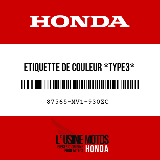 image de 87565-MV1-930ZC ETIQUETTE DE COULEUR *TYPE3*