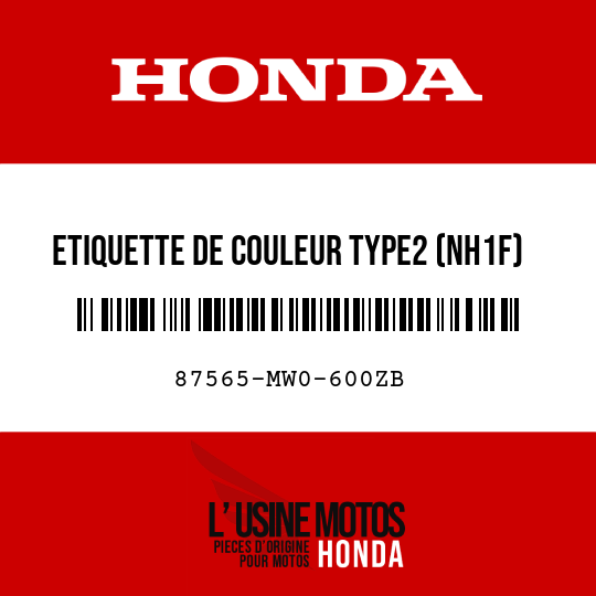 image de 87565-MW0-600ZB ETIQUETTE DE COULEUR TYPE2 (NH1F)