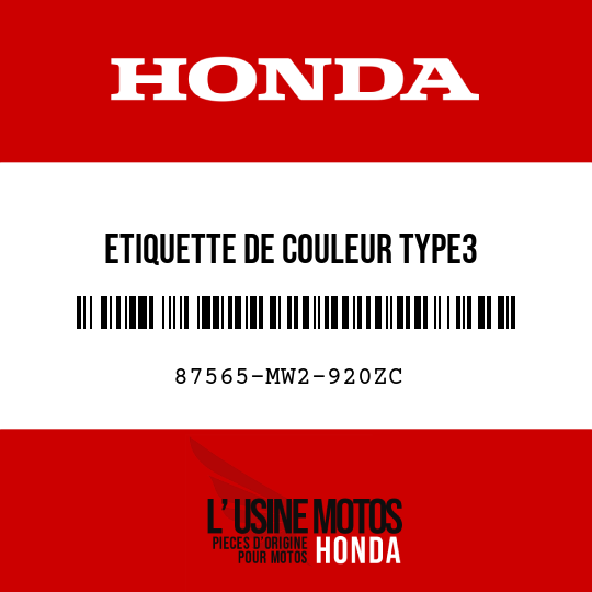 image de 87565-MW2-920ZC ETIQUETTE DE COULEUR TYPE3