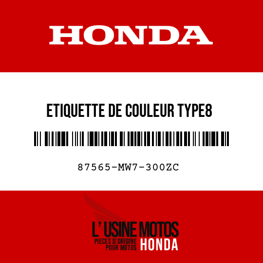 image de 87565-MW7-300ZC ETIQUETTE DE COULEUR TYPE8