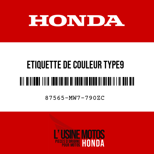 image de 87565-MW7-790ZC ETIQUETTE DE COULEUR TYPE9