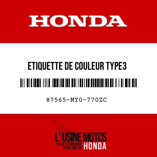 image de 87565-MY0-770ZC ETIQUETTE DE COULEUR TYPE3 