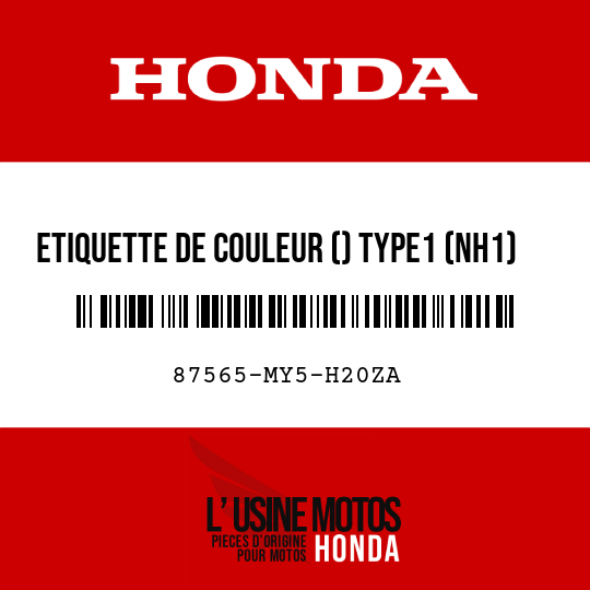 image de 87565-MY5-H20ZA ETIQUETTE DE COULEUR () TYPE1 (NH1)