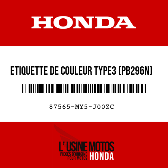 image de 87565-MY5-J00ZC ETIQUETTE DE COULEUR TYPE3 (PB296N)