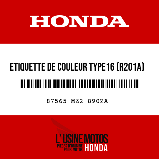image de 87565-MZ2-890ZA ETIQUETTE DE COULEUR TYPE16 (R201A)