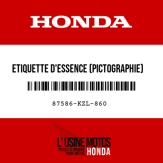 image de 87586-KZL-860 ETIQUETTE D'ESSENCE (PICTOGRAPHIE)