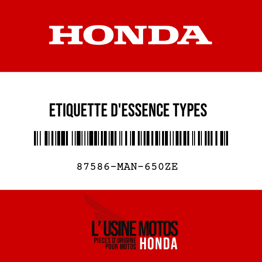 image de 87586-MAN-650ZE ETIQUETTE D'ESSENCE TYPES 