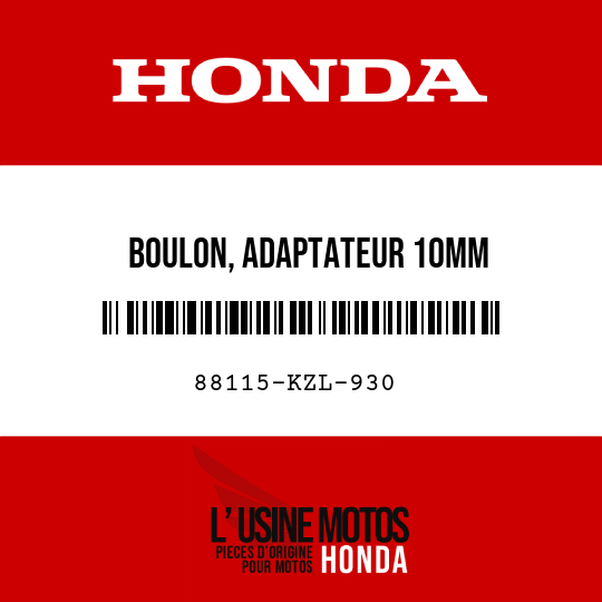 image de 88115-KZL-930 BOULON, ADAPTATEUR 10MM