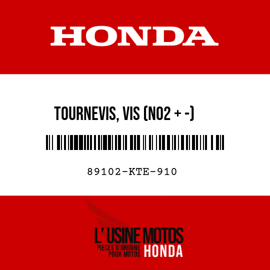 image de 89102-KTE-910 TOURNEVIS, VIS (NO2 + -)