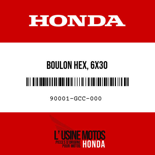 image de 90001-GCC-000 BOULON HEX, 6X30
