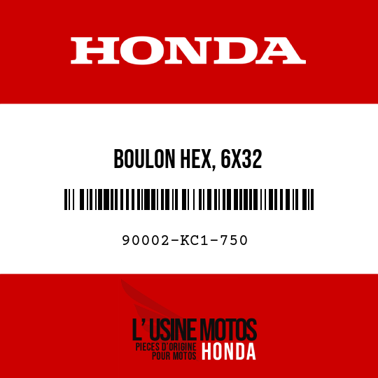 image de 90002-KC1-750 BOULON HEX, 6X32
