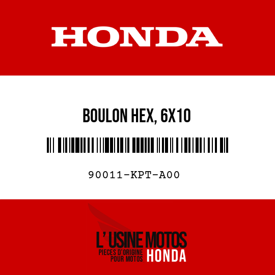 image de 90011-KPT-A00 BOULON HEX, 6X10