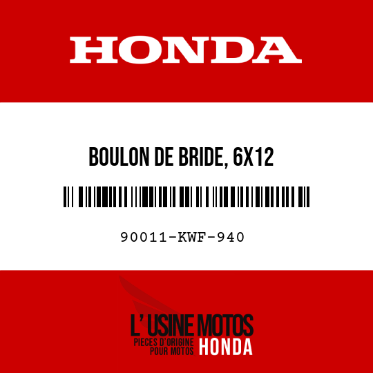 image de 90011-KWF-940 BOULON DE BRIDE, 6X12